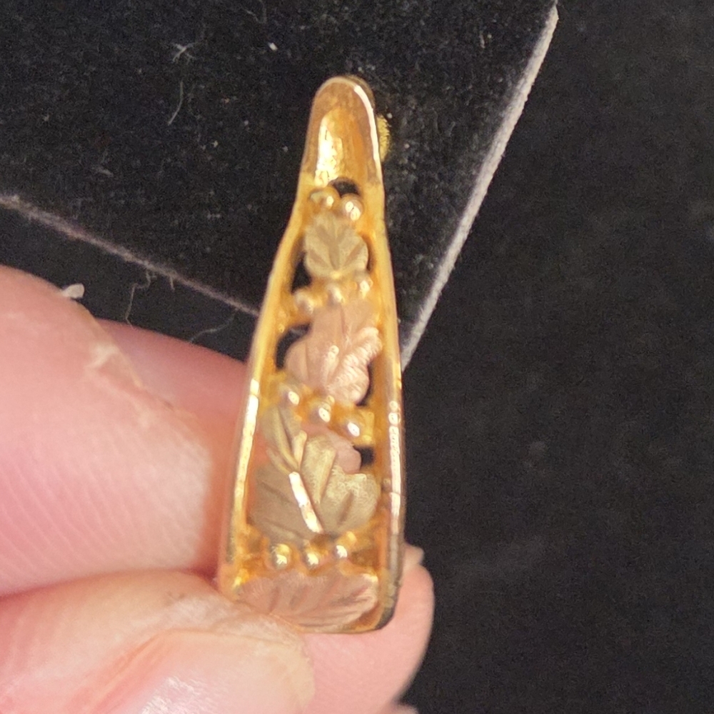 Vintage 10K Black Hills Gold Half Hoop Post Back Earrings - Picture 4 of 8